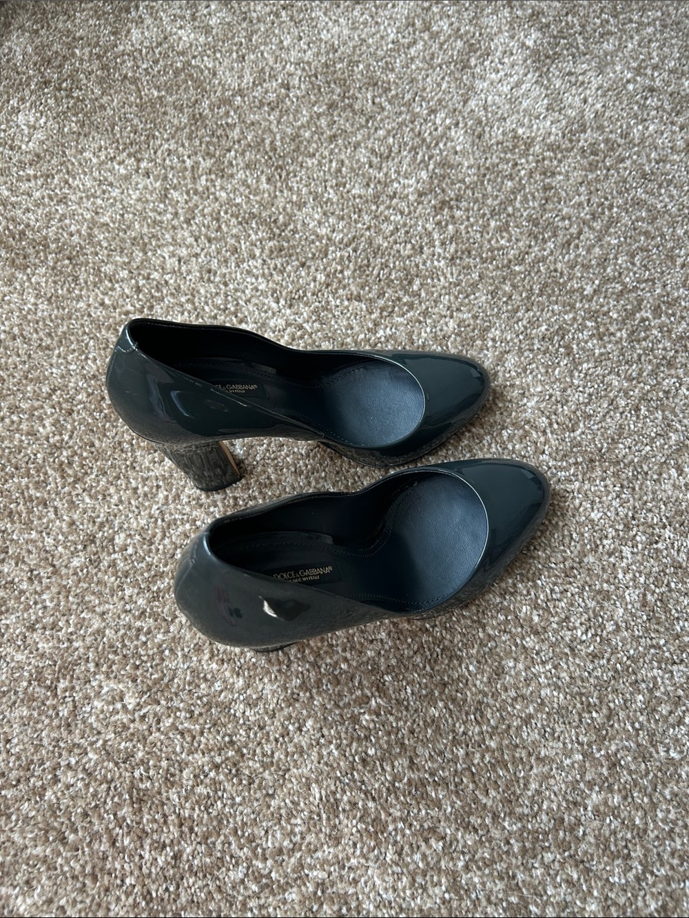 Dolce & Gabbana Glossy Patent Round-Toe Pumps